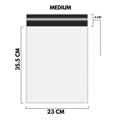 WHITE Shipping Bag Poly Mailer Flyers -  [35.5Cm X 23Cm+4cm - MEDIUM] - 10, 25, 100, 500 Bags