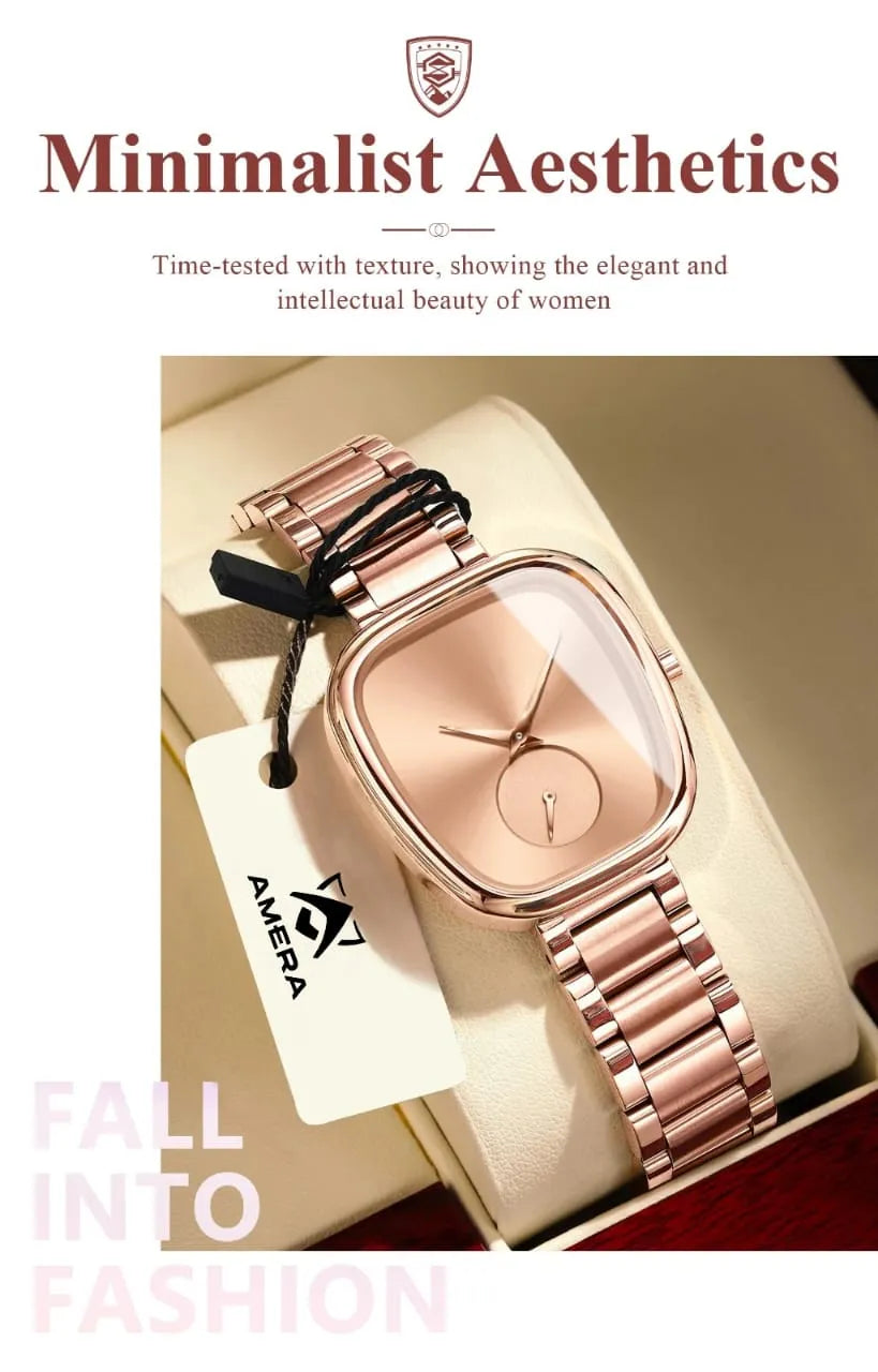 AMERA Luxury Elegant Watch for Woman Waterproof Stainless Steel Quartz Women Watches Design 783