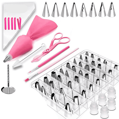 84 Pcs/Set Cake Decorating tool kit with Nozzles Disposable piping bag all in one cake decoration tools with Cake Turntable