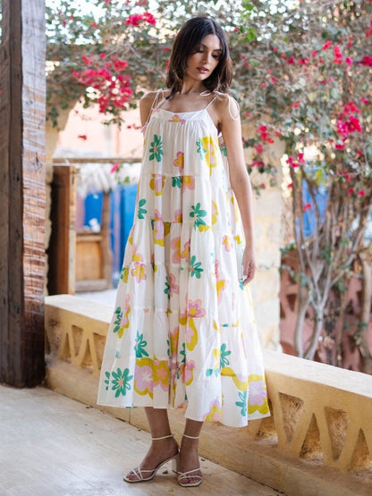 Floral Print a-Line Midi Dress
