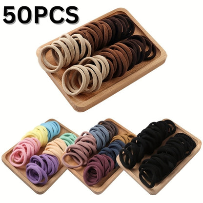 50Pcs Soft Elastic Hair Ties Hair Bands Decorative Hair Accessories Set for Baby Girls