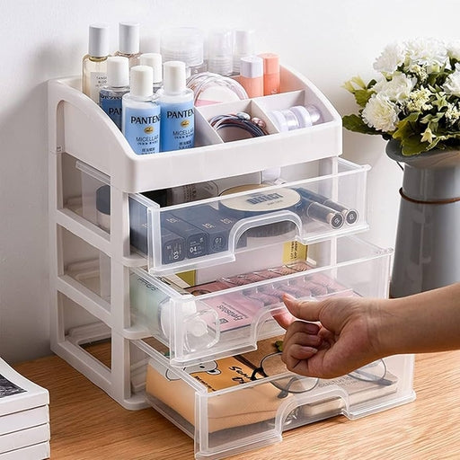 Makeup Organizer with 1 Drawer Storage Unit | Large Capacity Clear Display Case for Jewelry