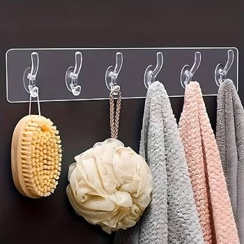 Generic 6 Hook Hook Flexible Sticky Transparent Hanger Key