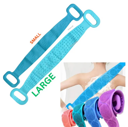 Silicone Shower Back Scrubber | Exfoliating Bath Belt & Body Massage Brush with Handles