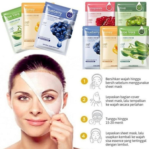 Natural Essence 5-Flavour Organic Collagen Fruit Facial Sheet Mask