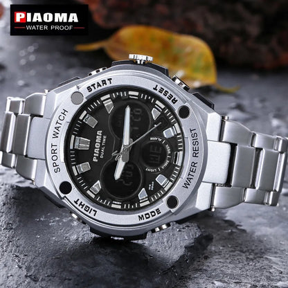 Piaoma S-Sport Steel Sports Men's Watches Top Brand Luxury Quartz Watch Men Waterproof S Shock Clock