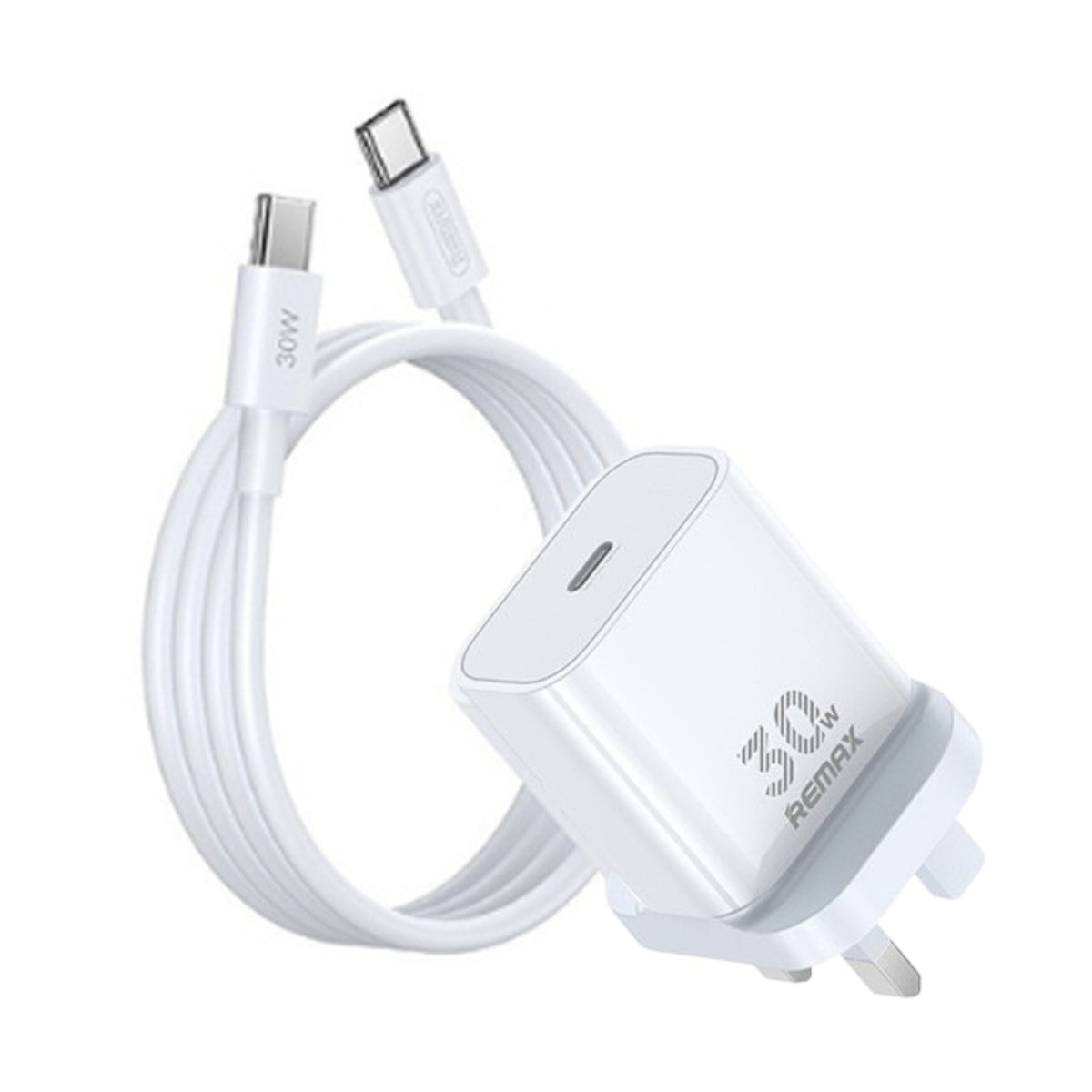 Remax RP-U71 30W Type C Plug GAN Charger With Type C to Type C Cable 1M