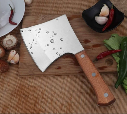 Heavy Duty Butcher Knife for Chopping Bones, Solid Wood Handle Meat Cleaver Knife