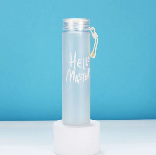 Glass Water Bottle Color Hello Master with Handle