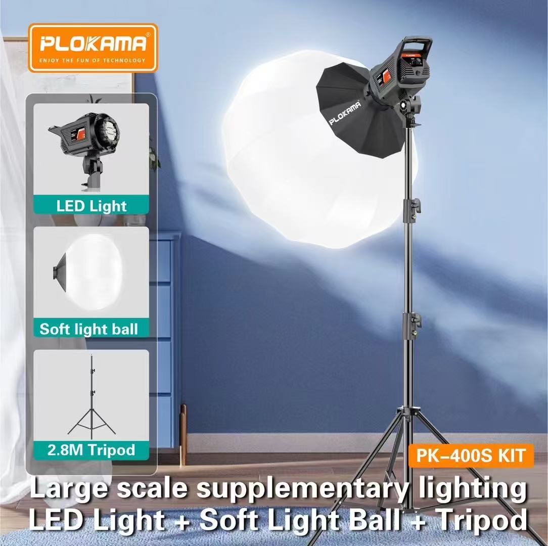 PLOKAMA PK400S LIGHT WITH 2.8M STSOFT BALLAND TRIPOD & UMBRELLA
