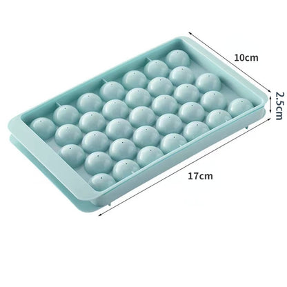 1PC Premium Plastic Ice Cube Tray 33-Cavity Round Diamond Design Food-Grade Plastic for Cocktails