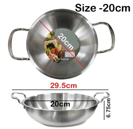 Stainless Steel Low Stew Pot with Glass Lid ,Induction Base/Gas Cooker Compatibl