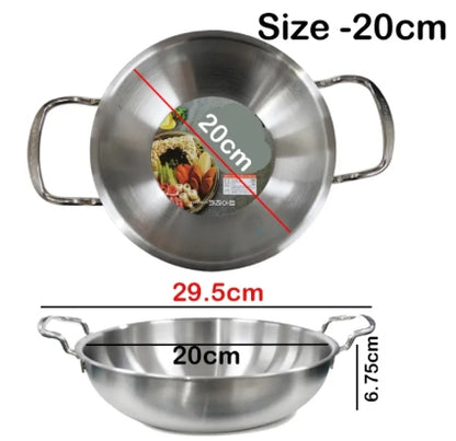 Stainless Steel Low Stew Pot with Glass Lid ,Induction Base/Gas Cooker Compatibl