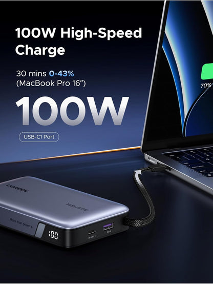 UGREEN 20000mAh 145W Power Bank with Built-in USB-C Cable - 55992B