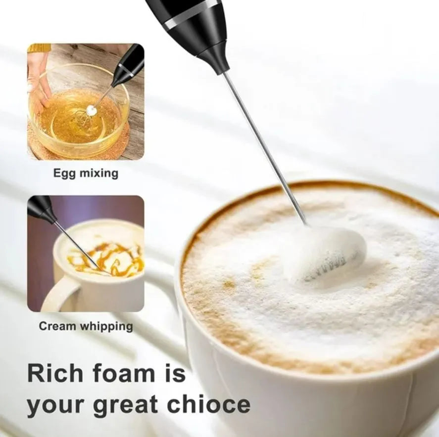 Eimeli Rechargeable Electric Milk Frother: Double Whisk Coffee Drink Mixer & Foam Maker