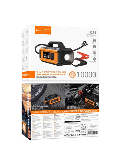 Hoco QS4 MultiFunction Car Jump Starter 10000mAh Power Bank 800A with Air Compressor PumP