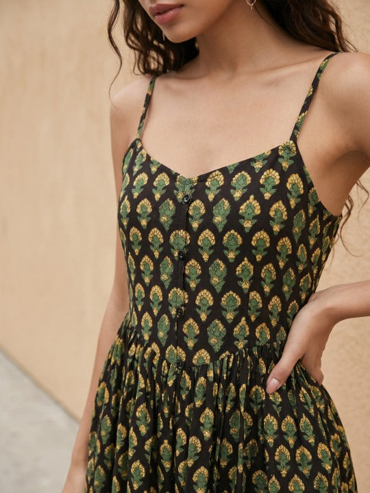 Ethnic Motifs Print a-Line Midi Dress
