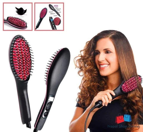 Sonashi 2-in-1 Ceramic Hair Straightener Brush with LCD Display for Easy Hair Styling & Care