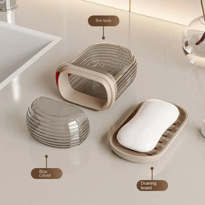 Travel Soap Case Portable Bar Soap Holder with Bath Brush for Traveling Made of Durable Plastic