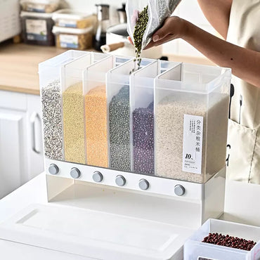 Wall-Mounted Dry Food & Rice Dispenser Container | Moisture-Proof Grain Storage Box with Lid