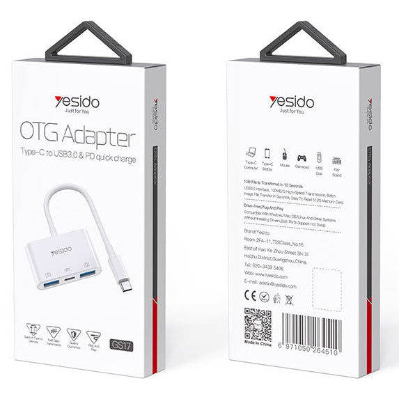 Yesido GS17 3 In 1 Type C Otg Adapter