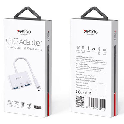Yesido GS17 3 In 1 Type C Otg Adapter