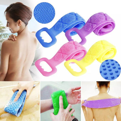 Silicone Back Scrubber Bath Shower Silicone Body Massage Brush Silicone Bath Towel Exfoliating Body Brush Belt Cleaning Shower Strap / Double-Sided Washing Towel Scrubber