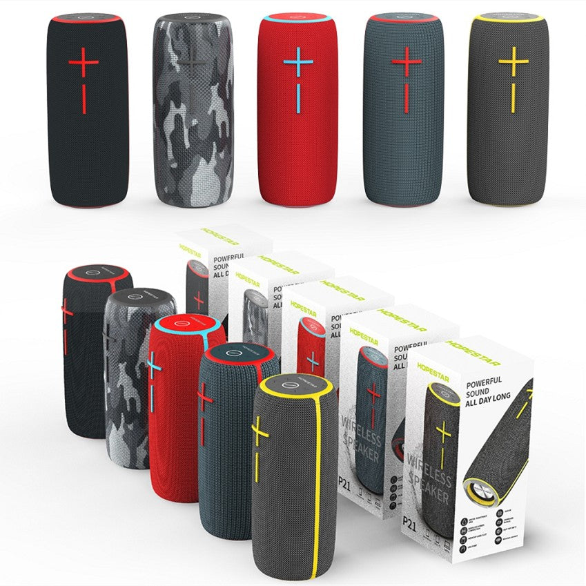 HOPESTAR P21 TWS Portable Outdoor Waterproof Woven Textured Bluetooth Speaker, Support Hands-free Call & U Disk & TF Card & 3.5mm AUX