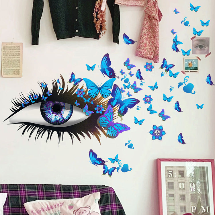 Blue Butterflies Eye Home Decoration animals tree bridge baby children bedroom room decor wall stickers removable kids nursery decal Mirror Dear Wall Decoration Stickers wall deco