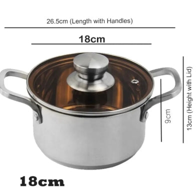 Stainless Steel Thickened Cooking Pot /Soup Pot with Glass Lid for Kitchen 3 Sizes