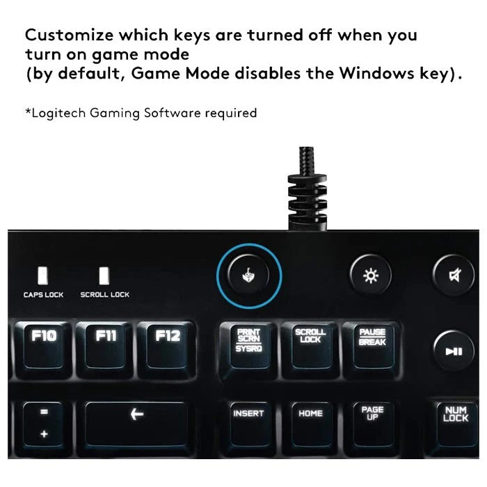 Logitech G610 Orion Blue Wired Gaming Mechanical Keyboard Monochrome Backlight Blue Switches - Black