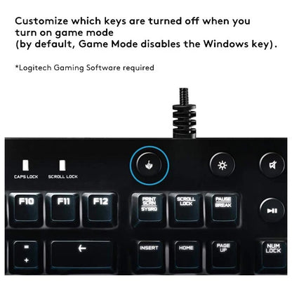 Logitech G610 Orion Blue Wired Gaming Mechanical Keyboard Monochrome Backlight Blue Switches - Black