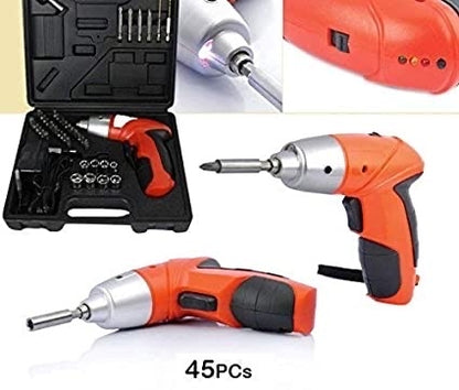 45 Pieces Cordless Screwdriver Kit, Multi-Functional Rechargeable Drill with LED Light