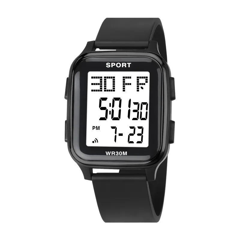 LASIKA Outdoor Sports Multi-Function Electric Watch Student Men's Silicone Strap Digital Wristwatch