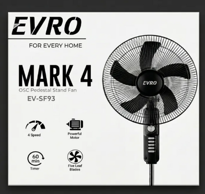 Stand Fan 16 Inch 5 Blade [12 Months Warranty for the Motor]