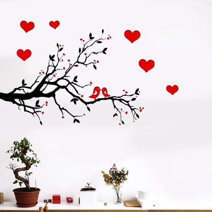 Red Heart Birds Tree Branch Wall decoration stickers room wallpaper bedroom nursery kids room Home decoration Wall Stickers