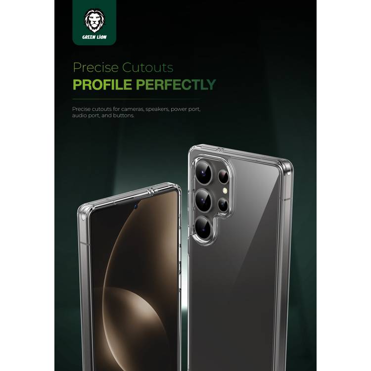Green Lion Crystal Clear Case for Samsung Galaxy S25 ULTRA , Polycarbonate Case, Anti Fingerprint & Anti Yellowing, Precise Cutouts, HD Clarity, Daily Protection, Eco-Friendly Material - Clear