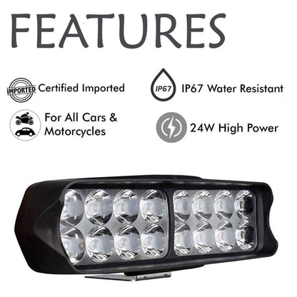 16 LED 12V Vehicle Spot Light – Waterproof Fog Light for Car, Bike, Van & Tuk, High Brightness Front