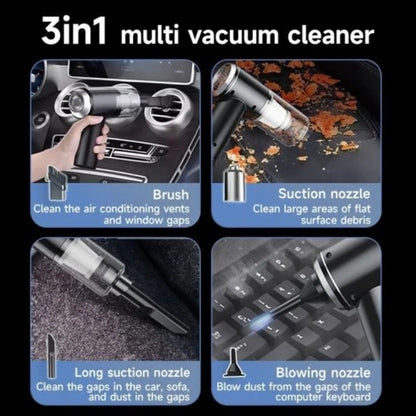 3-In-1 Car & Home Vacuum Cleaner | Portable Rechargeable Cleaner