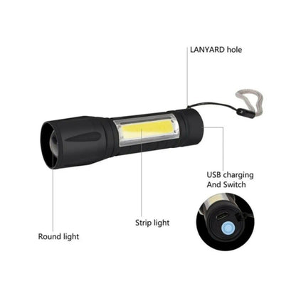 Rechargeable Mini LED Flashlight, USB, High Powerful Flashlight Water Resistant,Mini Torch