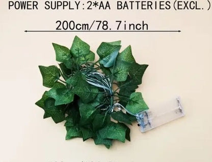 1Pc of Artificial Ivy Vine with LED String Lights, Green Leaf Garland Chandelier, Suitable for Wall