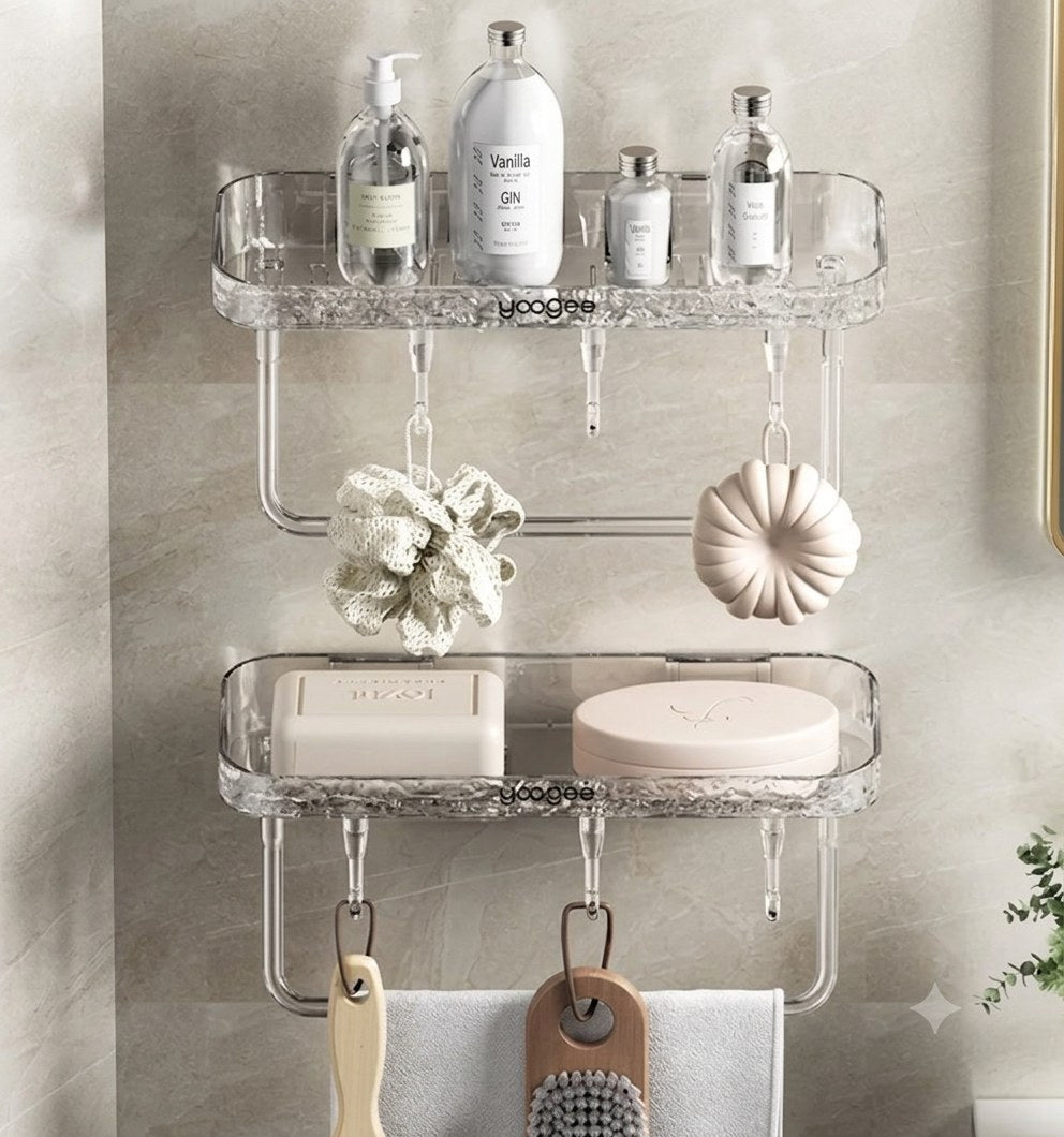 Wall-Mounted Double-Grid Soap Box | Draining Rack & Towel Shelf for Bathroom & Dorm