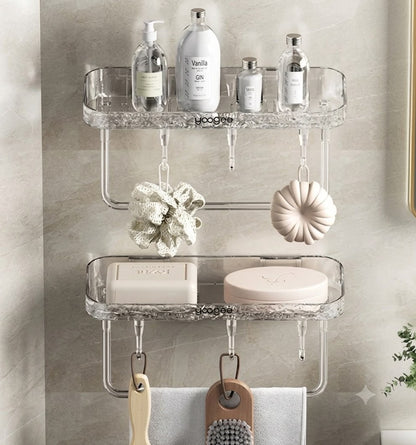 Wall-Mounted Double-Grid Soap Box | Draining Rack & Towel Shelf for Bathroom & Dorm