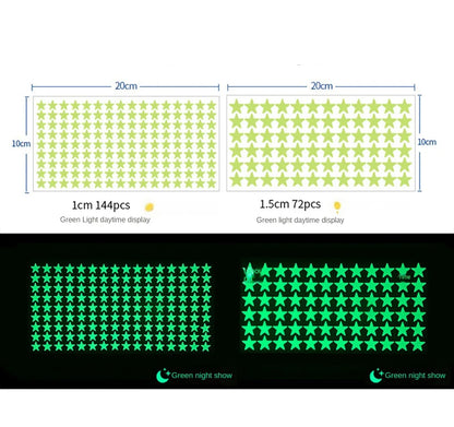 144 Pcs X 1 CM Size High Radium Star Stickers High Quality 3D Light Emitting Stars - Radium Luminous Stars Florescent Glowing in the dark Radiam Stickers