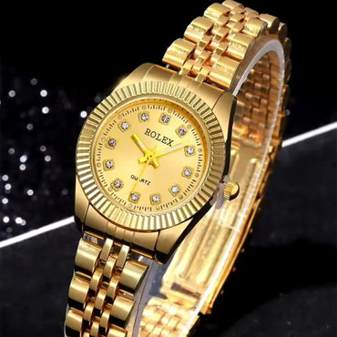 ROLEXX Ladies Fashion Gold Steel Band Women Quartz Watch