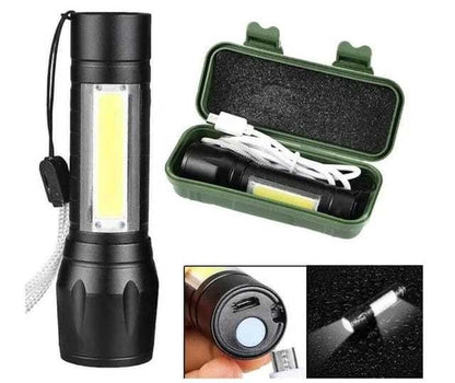 Rechargeable LED Flashlight Torch 10W 500M 4-Mode Zoomable Waterproof Metal Body