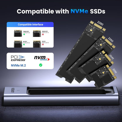 UGreen 15511 M.2 NVMe SSD Enclosure USB 3.2 10Gbps NVMe Enclosure PCIe M.2 to USB Adapter Aluminum External Portable SSD Case Support UASP Trim for NVMe SSD M B+M Keys Size 2230/2242/2260/2280