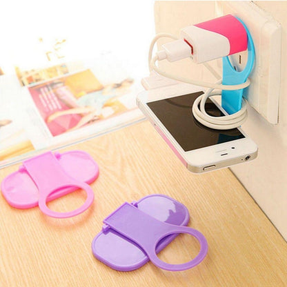 Foldable Cell Phone Charging Rack Holder Wall Charger Adapter Hanger Shelf