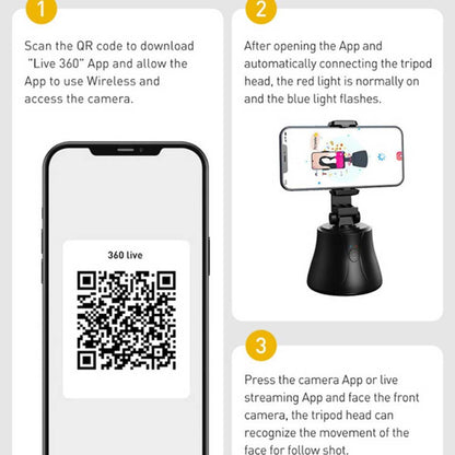 Baseus 360 Degree Rotation Following Shot Tripod Head with Phone Clamp for Smartphones, GoPro, DSLR Cameras
