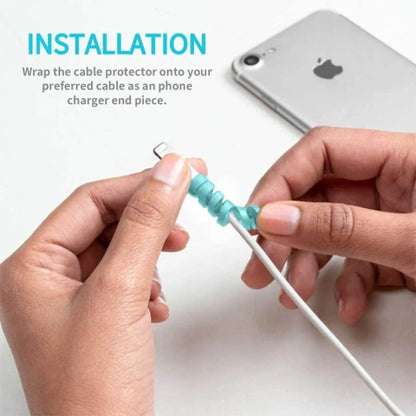 Spiral Charger Cable Protector Data Cable Saver Set of 2 Multi Colour with Free Ring